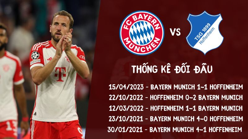 Lịch sử đối đầu gần nhất trận Bayern vs Hoffenheim